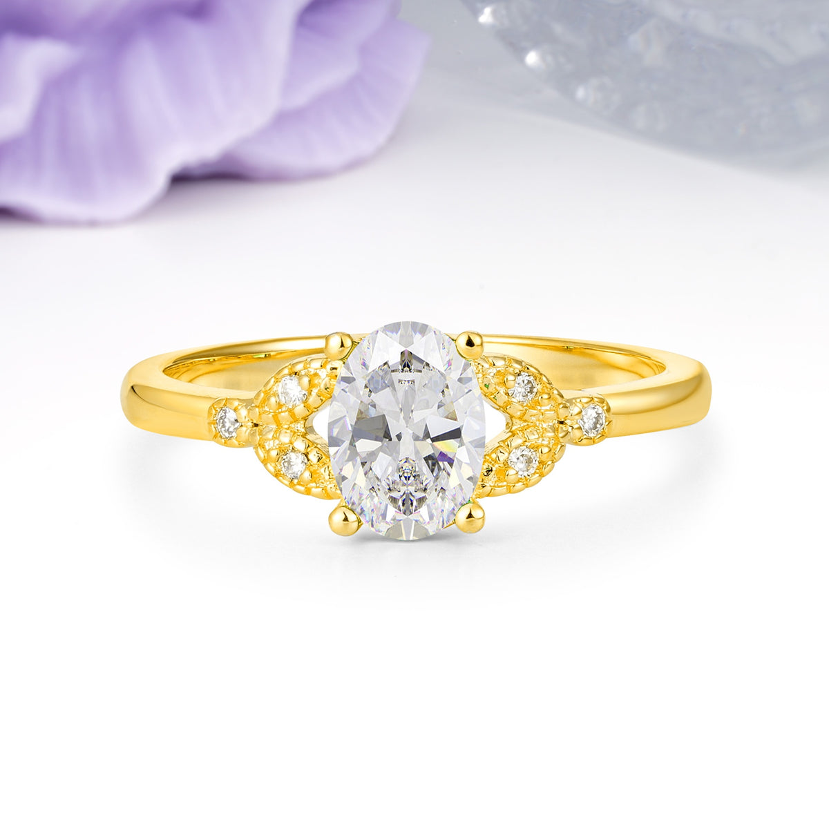 Luxurious 4-Prong Oval Cut Moissanite Engagement Ring - Additional view