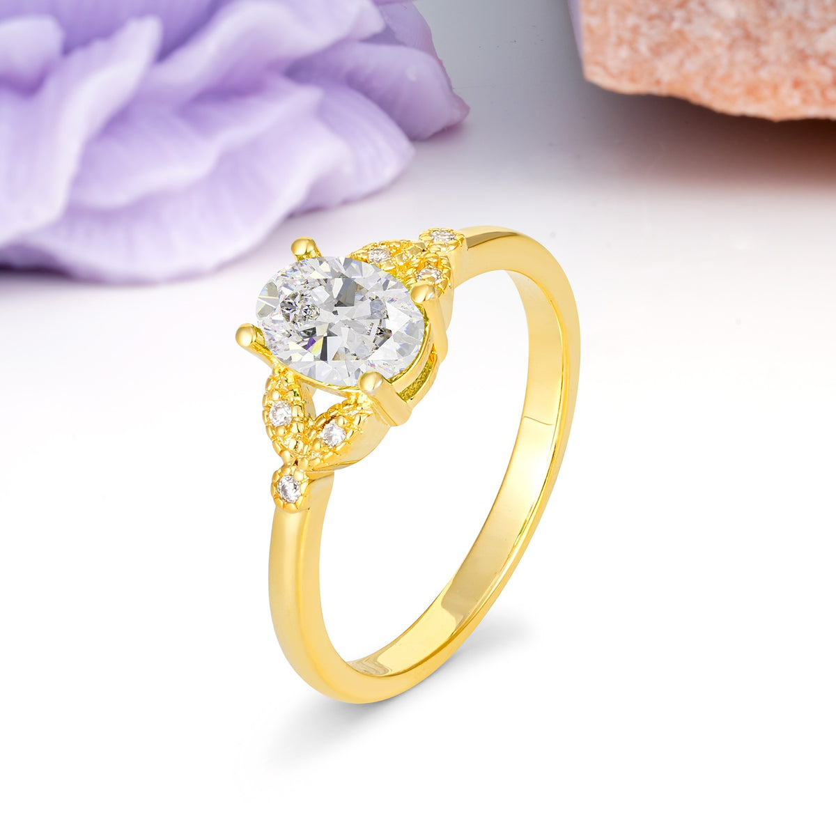 Luxurious 4-Prong Oval Cut Moissanite Engagement Ring - Additional view