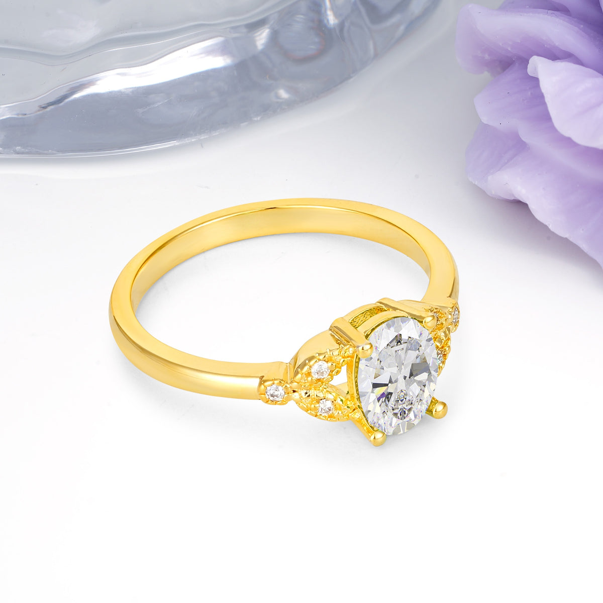 Luxurious 4-Prong Oval Cut Moissanite Engagement Ring - Additional view