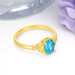 Luxurious 4-Prong Oval Cut Turquoise Engagement Ring - Additional view