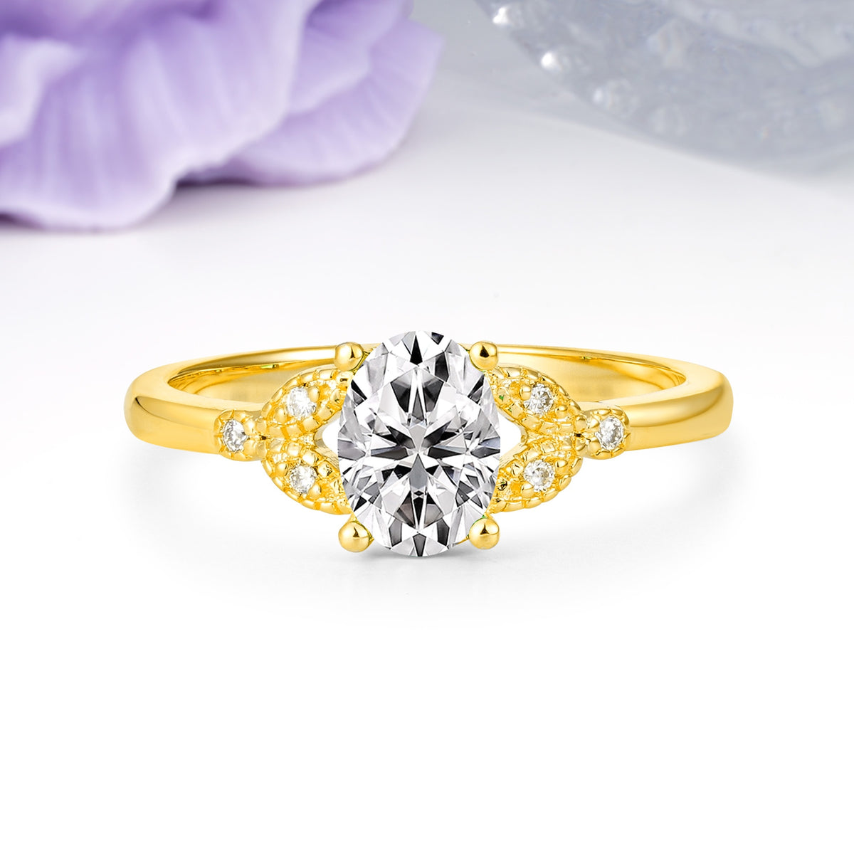 Luxurious 4-Prong Oval Cut Lab Diamond Engagement Ring - Additional view