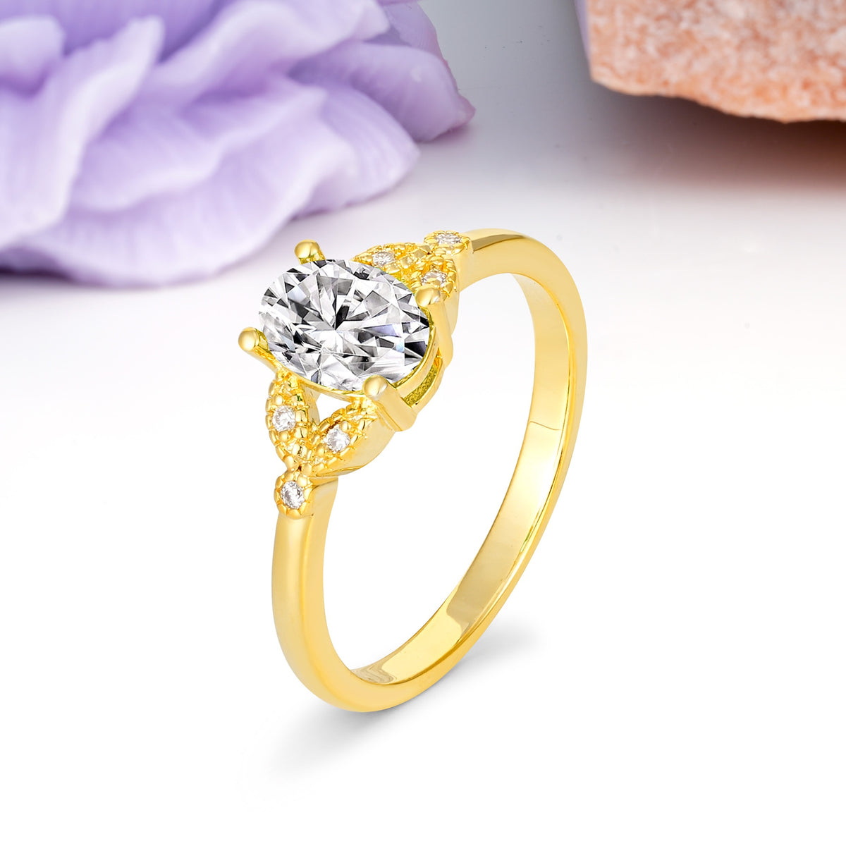 Luxurious 4-Prong Oval Cut Lab Diamond Engagement Ring - Additional view