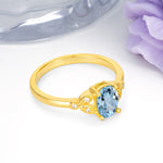 Luxurious 4-Prong Oval Cut Aquamarine Engagement Ring - Additional view