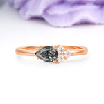 Unique, Minimalist 4-Prong Pear Cut Black Rutilated Quartz Engagement Ring - Additional view