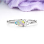 Unique, Minimalist 4-Prong Pear Cut Fire Opal Engagement Ring - Additional view
