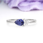 Unique, Minimalist 4-Prong Pear Cut Tanzanite Engagement Ring - Additional view