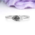 Unique, Minimalist 4-Prong Pear Cut Black Rutilated Quartz Engagement Ring - Additional view
