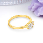 Unique, Minimalist 4-Prong Pear Cut Moissanite Engagement Ring - Additional view