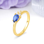 Unique, Minimalist 4-Prong Pear Cut Sapphire Engagement Ring - Additional view