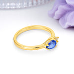 Unique, Minimalist 4-Prong Pear Cut Sapphire Engagement Ring - Additional view