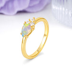 Unique, Minimalist 4-Prong Pear Cut Fire Opal Engagement Ring - Additional view