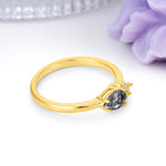 Unique, Minimalist 4-Prong Pear Cut Black Rutilated Quartz Engagement Ring - Additional view