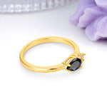 Unique, Minimalist 4-Prong Pear Cut Black Onyx Engagement Ring - Additional view