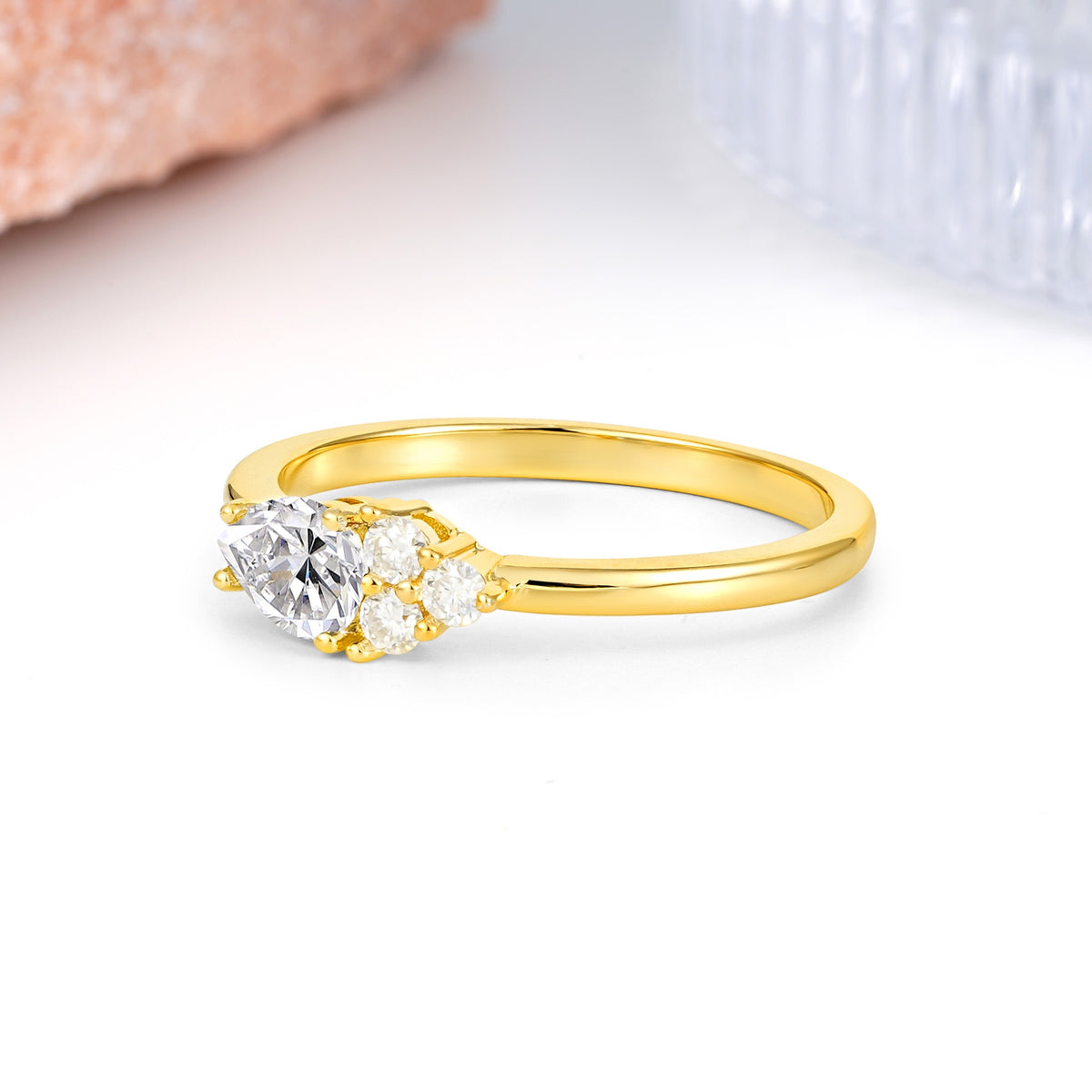 Unique, Minimalist 4-Prong Pear Cut Lab Diamond Engagement Ring - Additional view