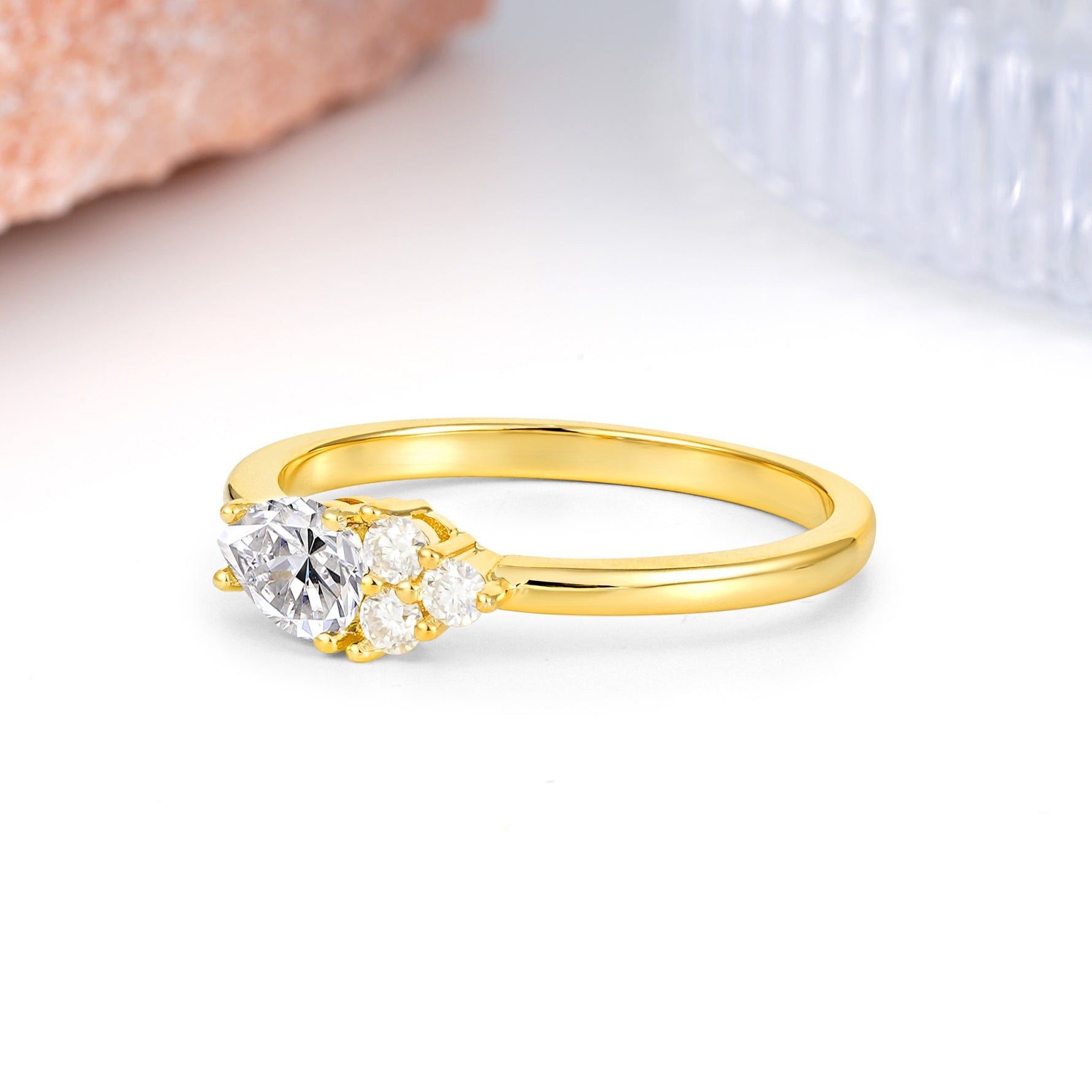Unique, Minimalist 4-Prong Pear Cut Lab Diamond Engagement Ring - Additional view