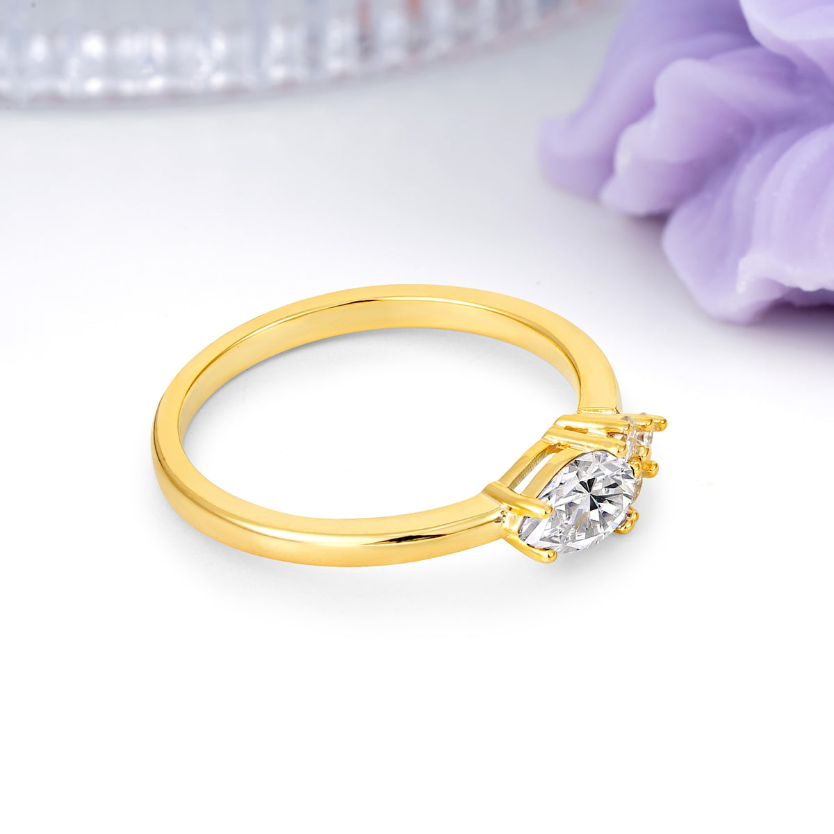 Unique, Minimalist 4-Prong Pear Cut Lab Diamond Engagement Ring - Additional view