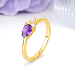 Unique, Minimalist 4-Prong Pear Cut Amethyst Engagement Ring - Additional view