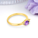 Unique, Minimalist 4-Prong Pear Cut Amethyst Engagement Ring - Additional view