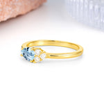 Unique, Minimalist 4-Prong Pear Cut Aquamarine Engagement Ring - Additional view