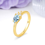 Unique, Minimalist 4-Prong Pear Cut Aquamarine Engagement Ring - Additional view