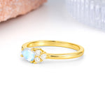 Unique, Minimalist 4-Prong Pear Cut Moonstone Engagement Ring - Additional view