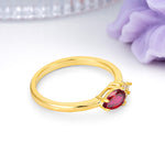 Unique, Minimalist 4-Prong Pear Cut Ruby Engagement Ring - Additional view