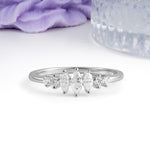 Elegant Low Profile Single Band Graduated Marquise Cut Moissanite Wedding Ring - Additional view