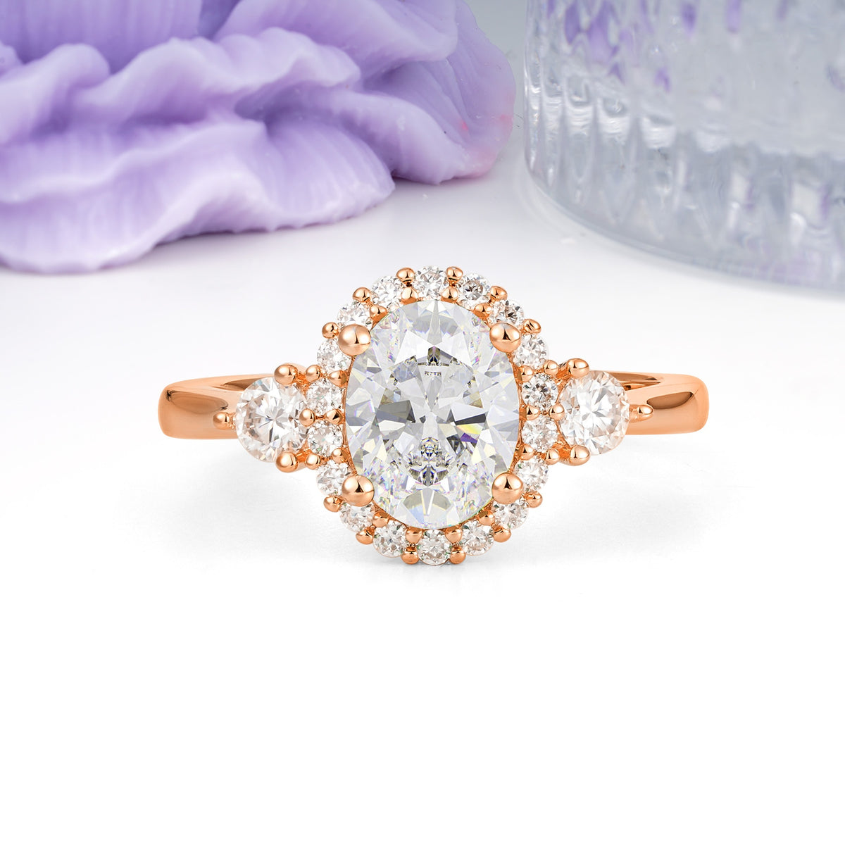 Classic Luxury 4-Prong Oval Cut Moissanite Engagement Ring - Additional view