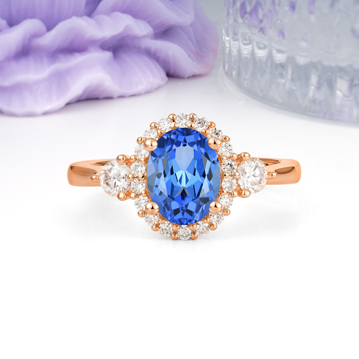 Classic Luxury 4-Prong Oval Cut Sapphire Engagement Ring - Additional view