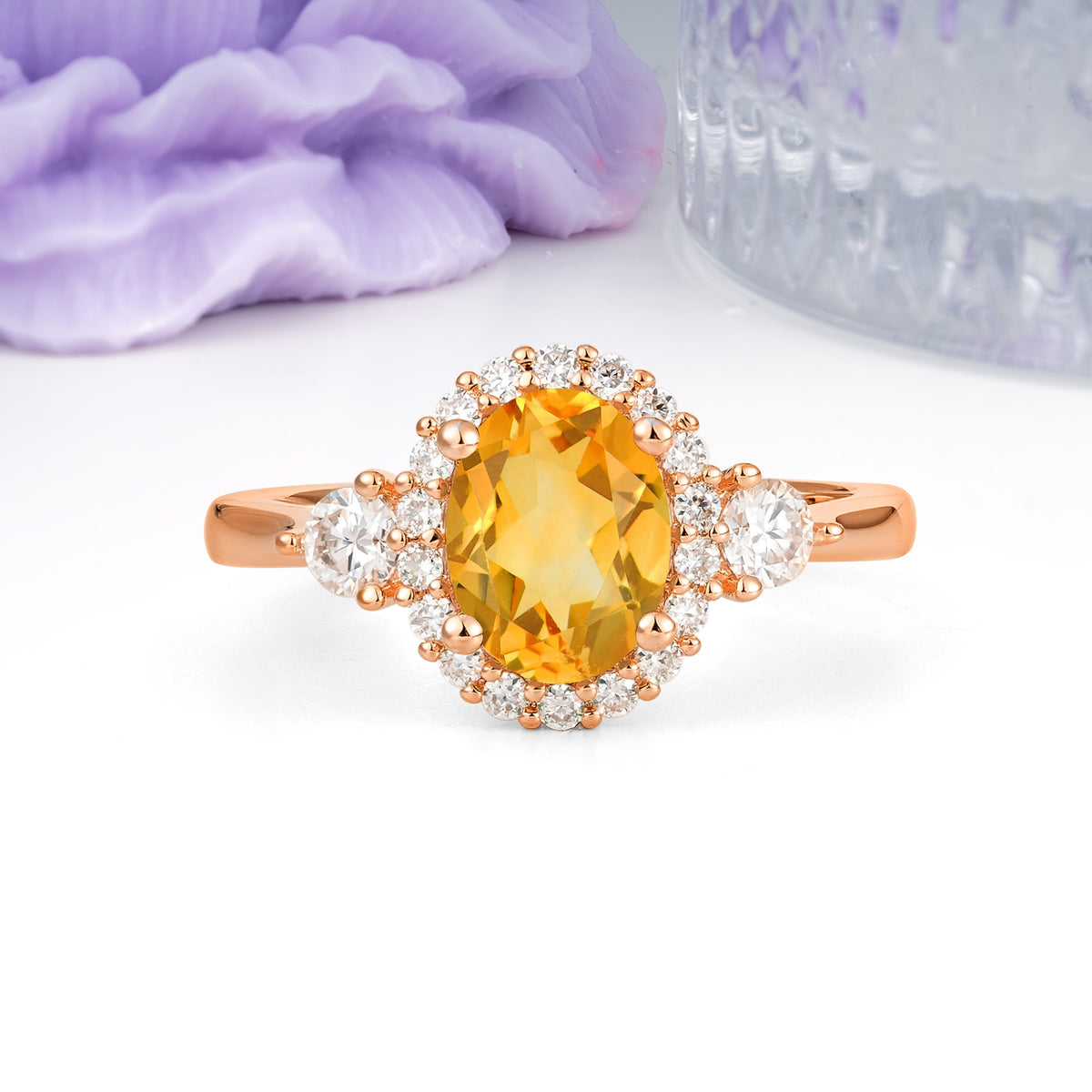 Classic Luxury 4-Prong Oval Cut Citrine Engagement Ring - Additional view