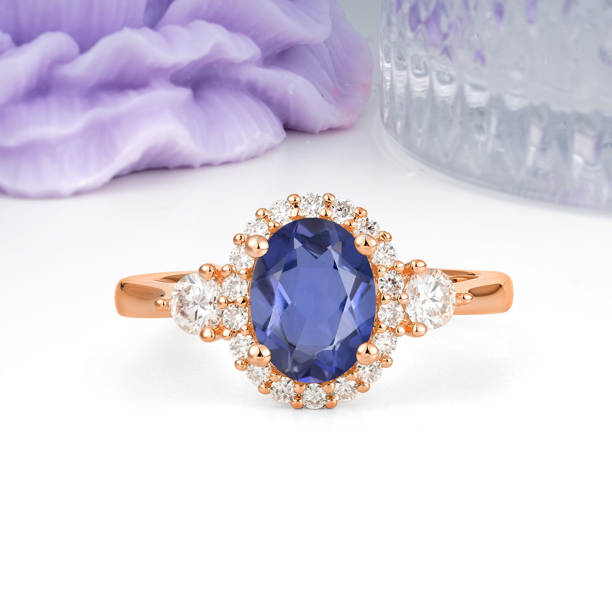 Classic Luxury 4-Prong Oval Cut Tanzanite Engagement Ring - Additional view
