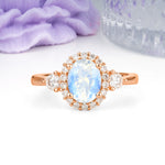 Classic Luxury 4-Prong Oval Cut Moonstone Engagement Ring - Additional view
