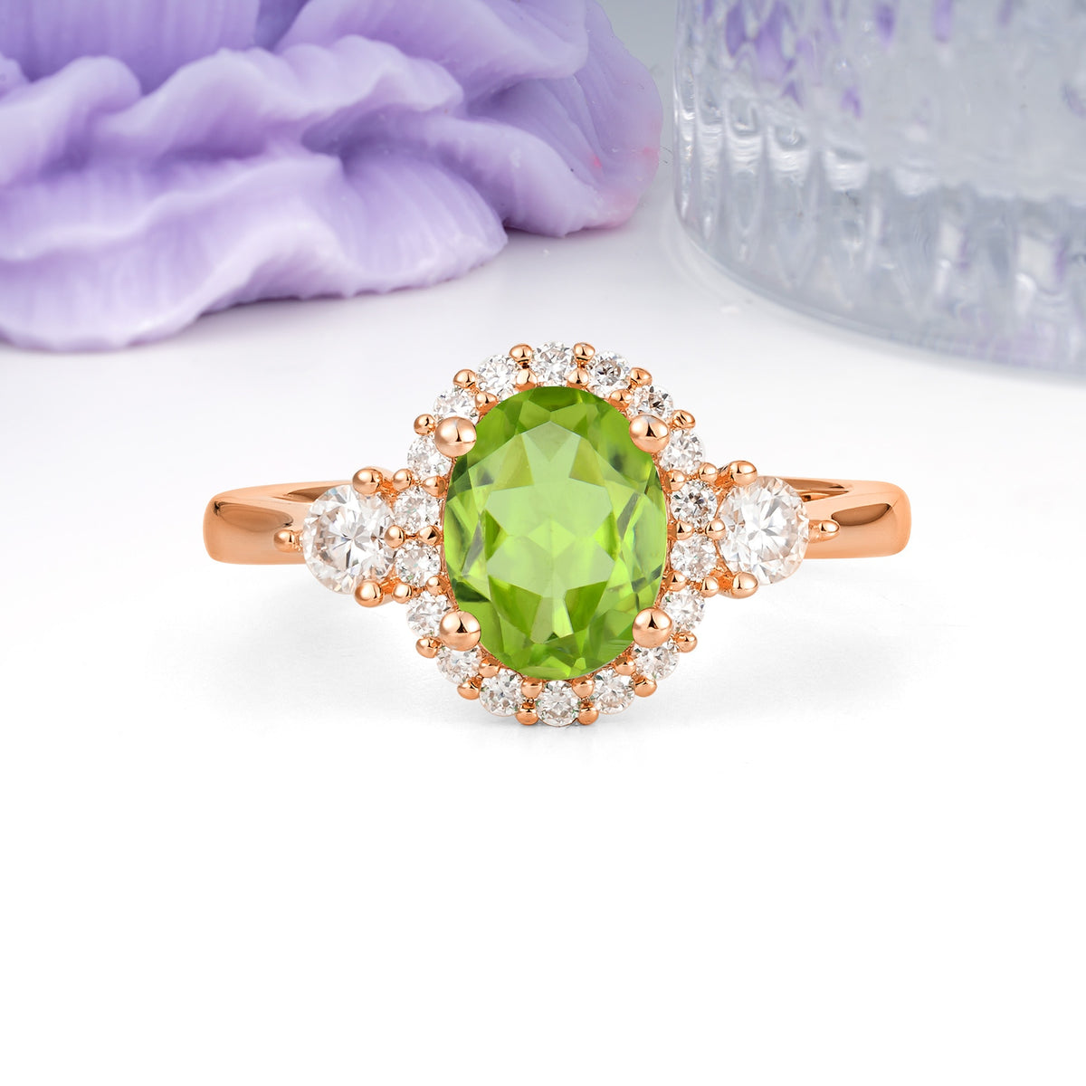 Classic Luxury 4-Prong Oval Cut Peridot Engagement Ring - Additional view