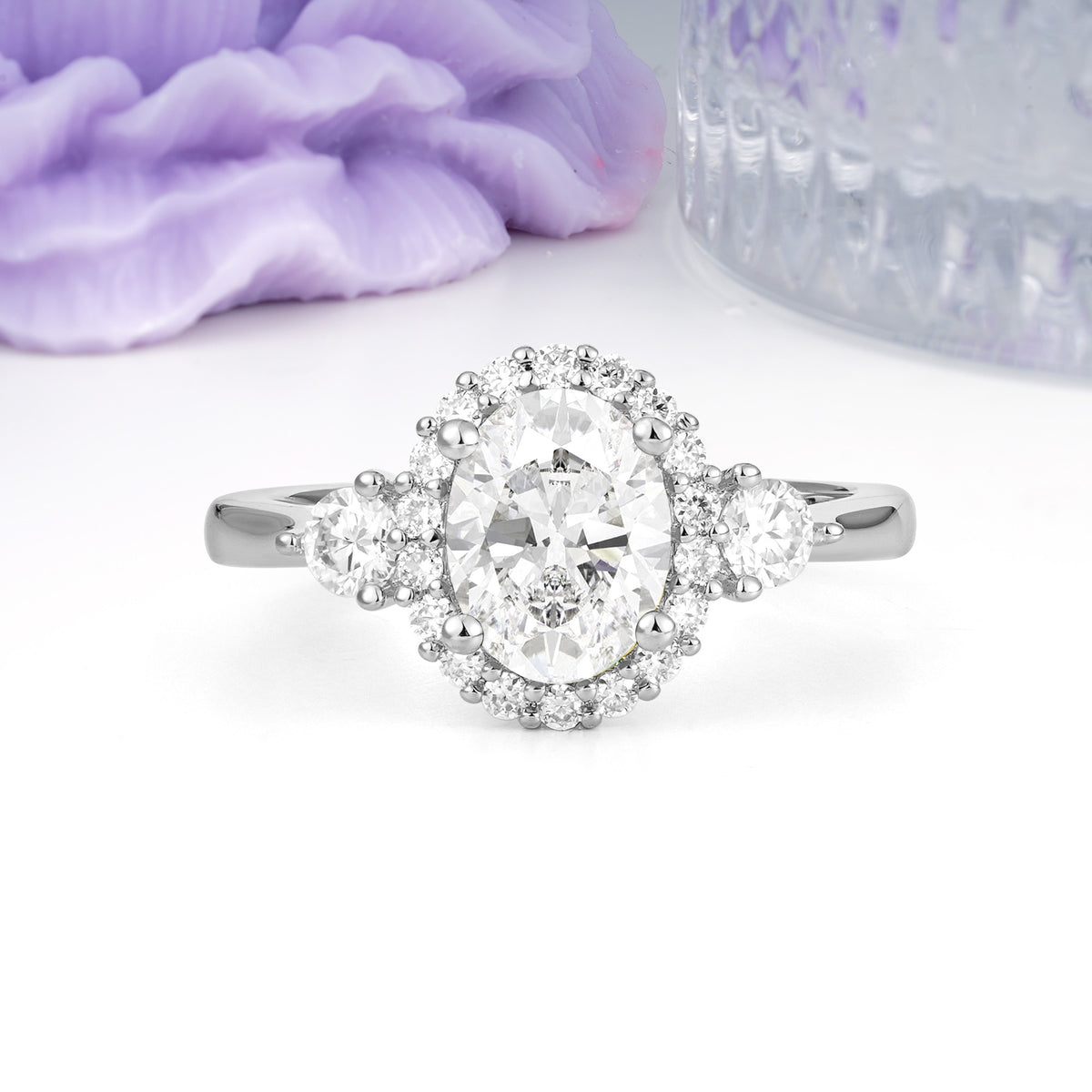 Classic Luxury 4-Prong Oval Cut Moissanite Engagement Ring - Additional view