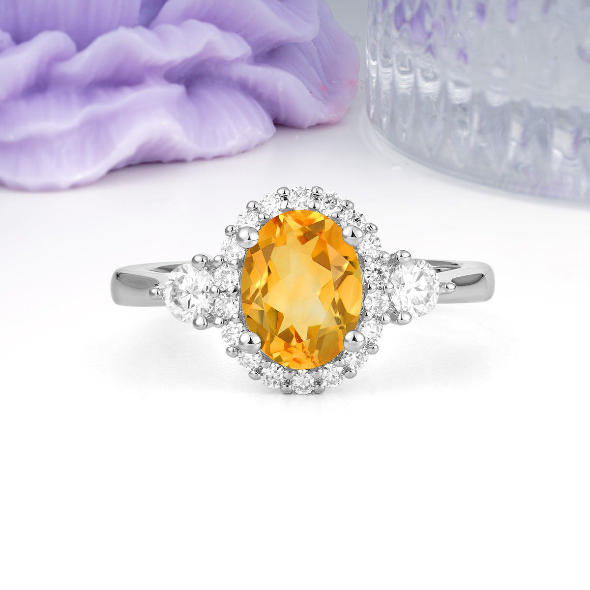 Classic Luxury 4-Prong Oval Cut Citrine Engagement Ring - Additional view