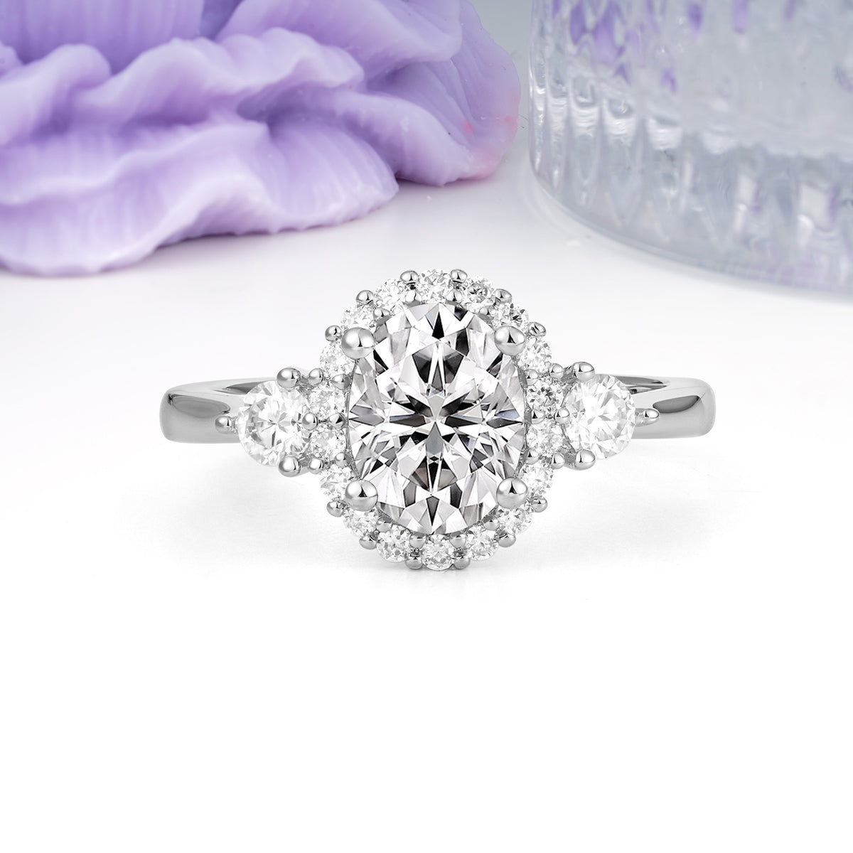 Classic Luxury 4-Prong Oval Cut Lab Diamond Engagement Ring - Additional view