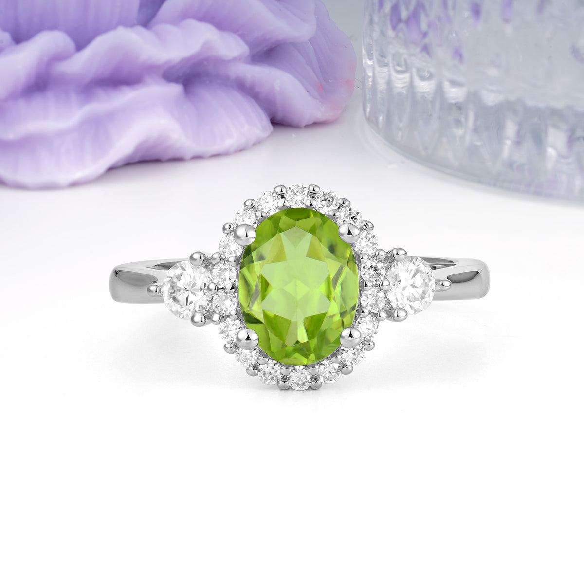 Classic Luxury 4-Prong Oval Cut Peridot Engagement Ring - Additional view