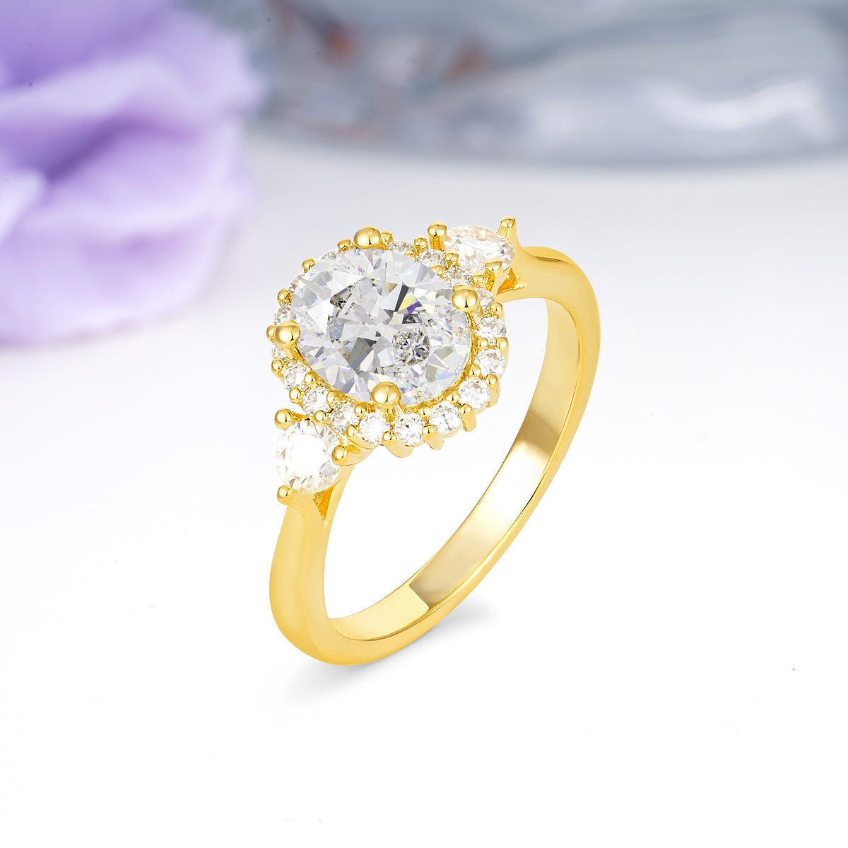 Classic Luxury 4-Prong Oval Cut Moissanite Engagement Ring - Additional view