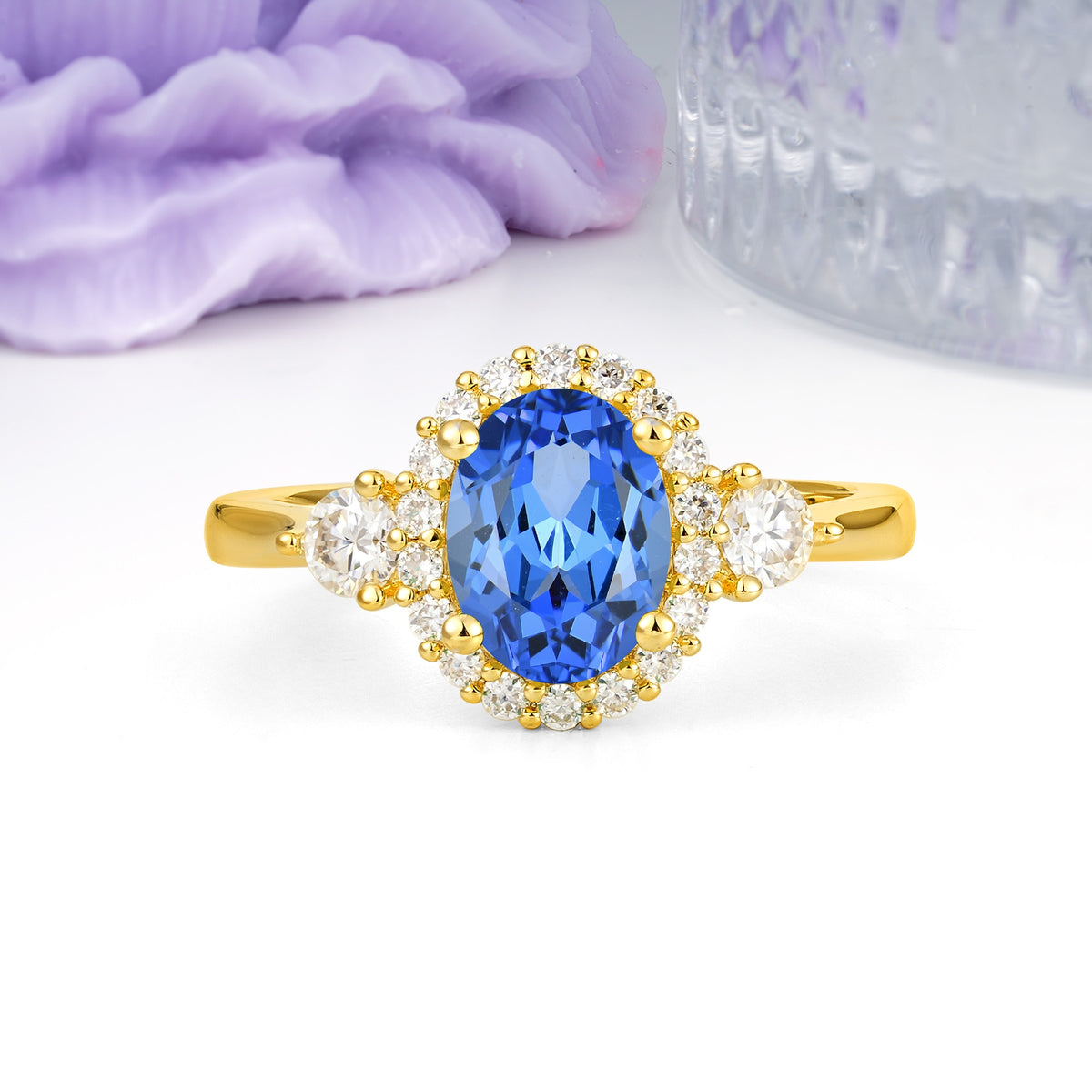 Classic Luxury 4-Prong Oval Cut Sapphire Engagement Ring - Additional view