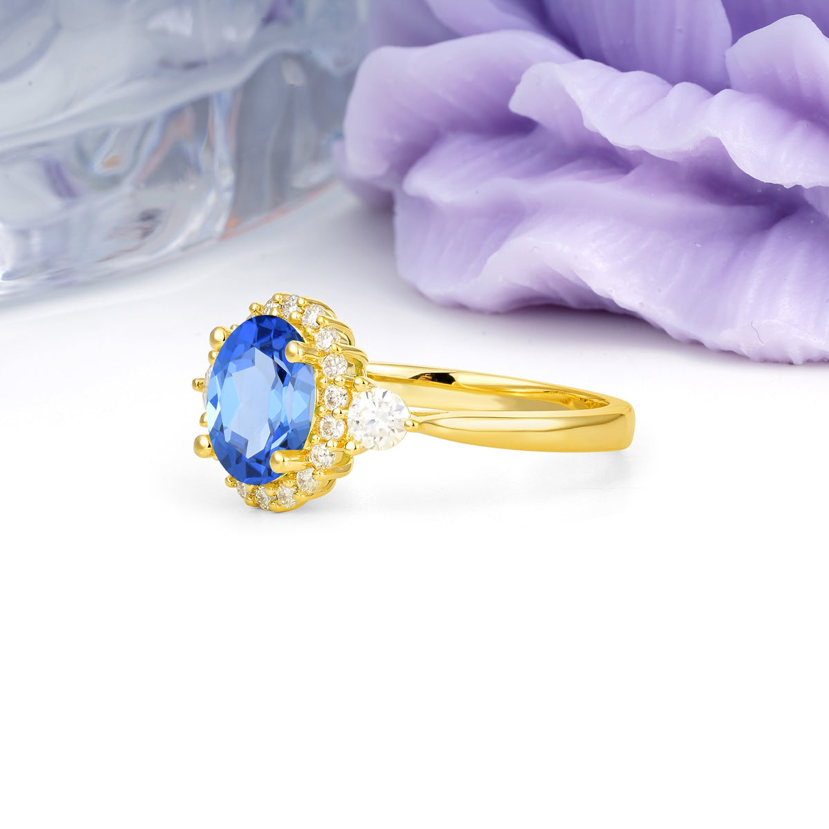Classic Luxury 4-Prong Oval Cut Sapphire Engagement Ring - Additional view