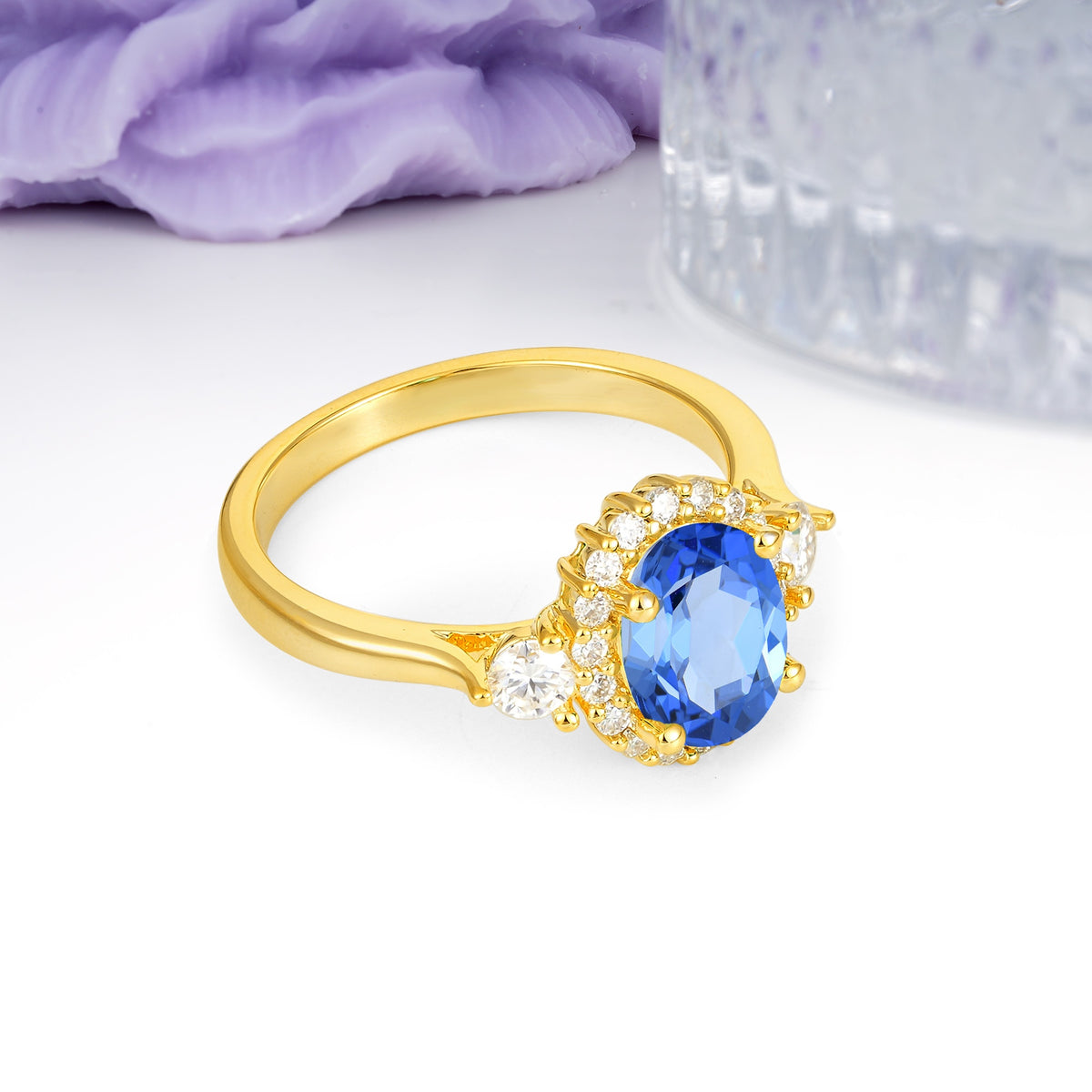 Classic Luxury 4-Prong Oval Cut Sapphire Engagement Ring - Additional view