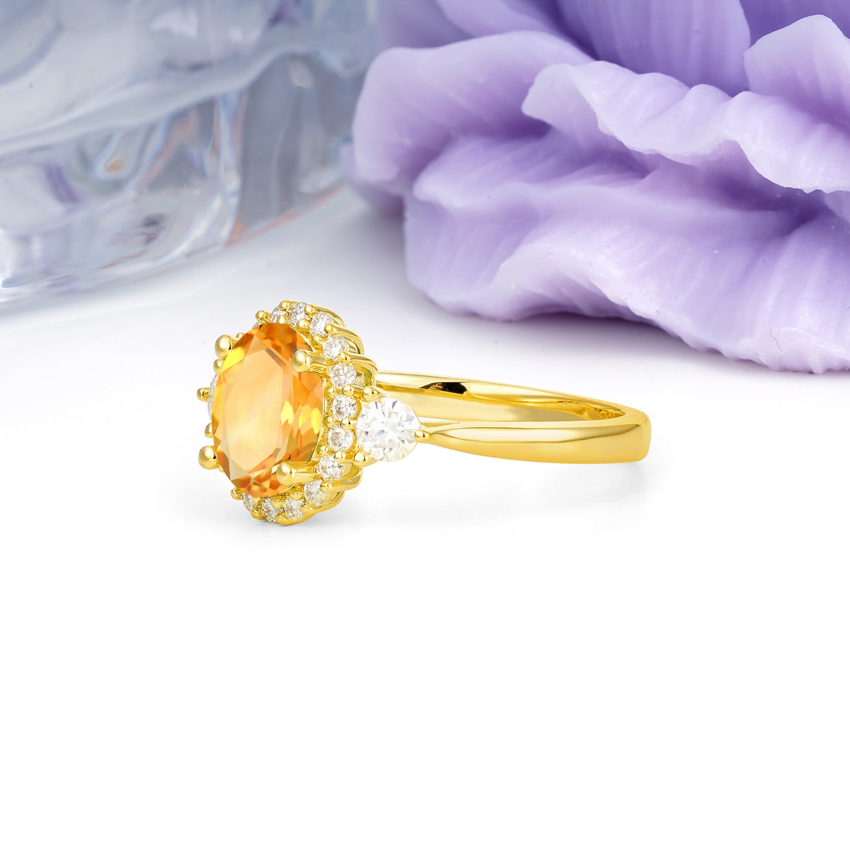 Classic Luxury 4-Prong Oval Cut Citrine Engagement Ring - Additional view