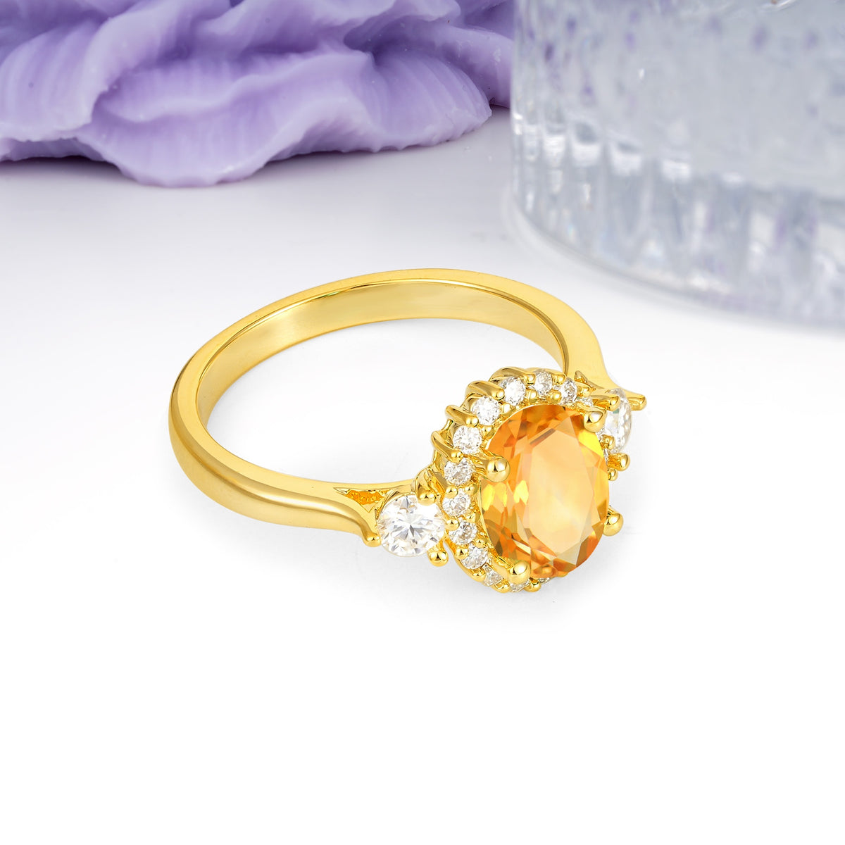 Classic Luxury 4-Prong Oval Cut Citrine Engagement Ring - Additional view