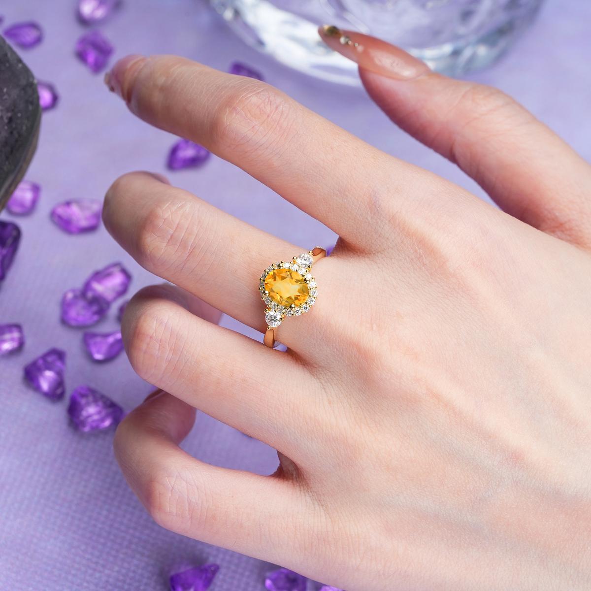 Classic Luxury 4-Prong Oval Cut Citrine Engagement Ring