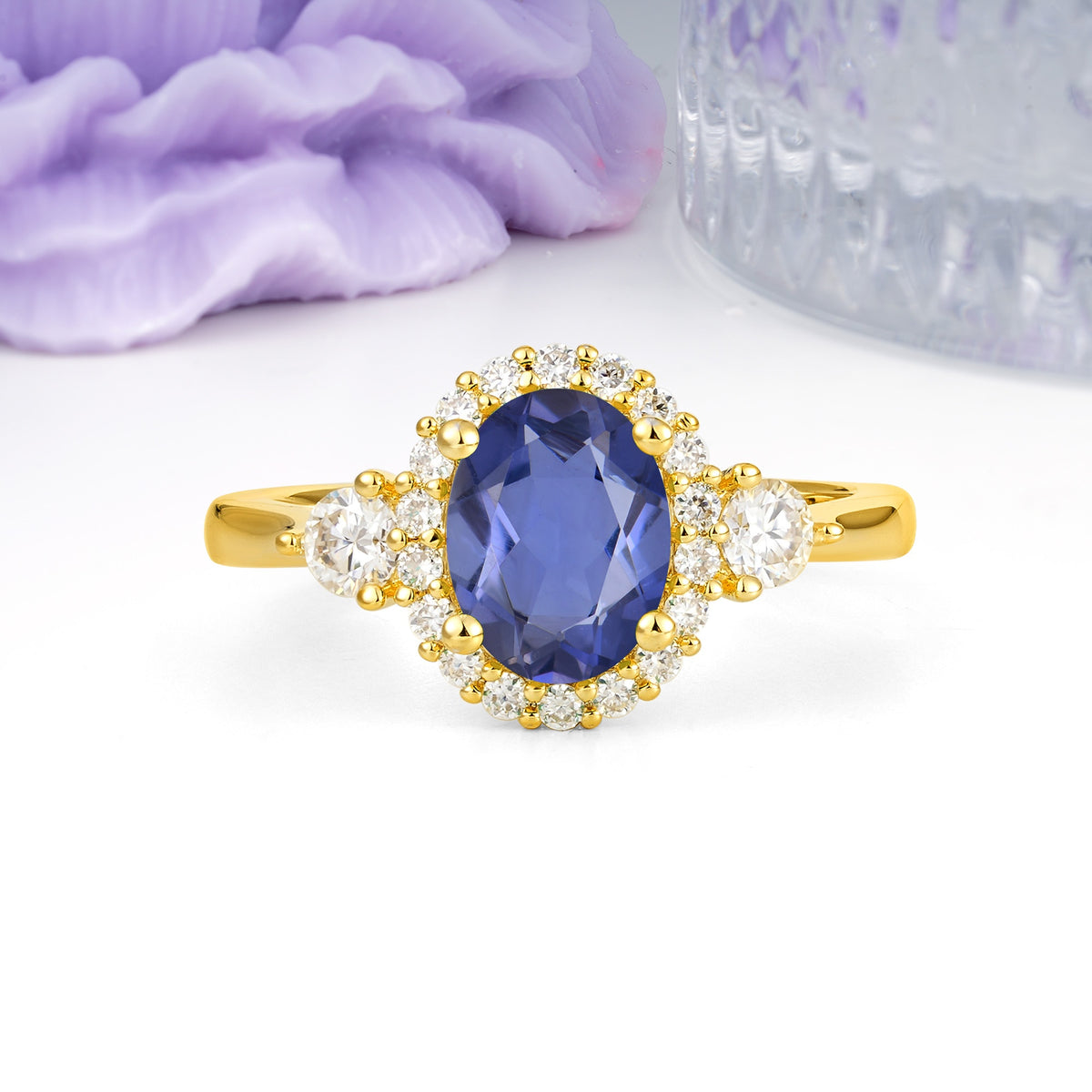 Classic Luxury 4-Prong Oval Cut Tanzanite Engagement Ring - Additional view