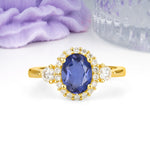 Classic Luxury 4-Prong Oval Cut Tanzanite Engagement Ring - Additional view