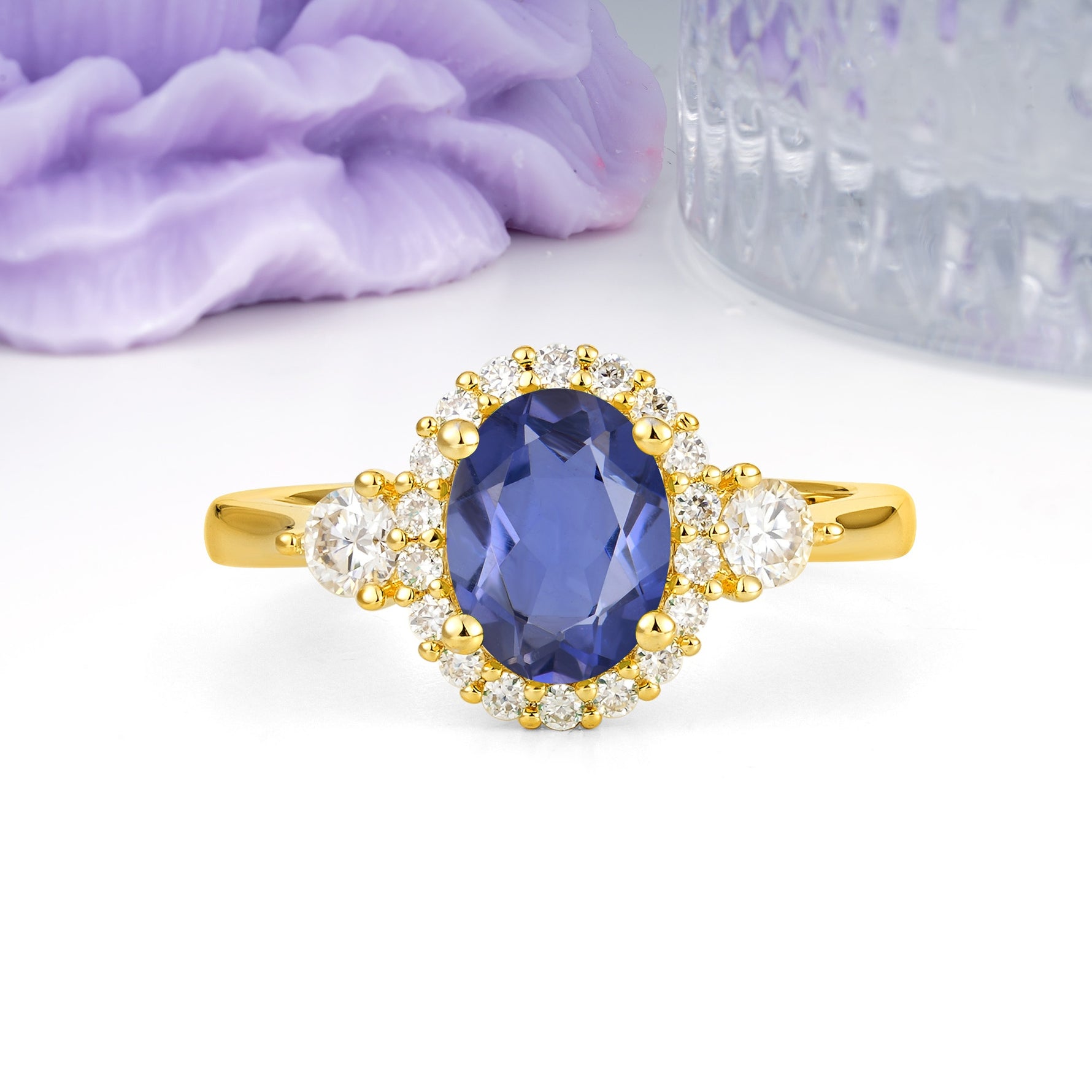Classic Luxury 4-Prong Oval Cut Tanzanite Engagement Ring - Additional view