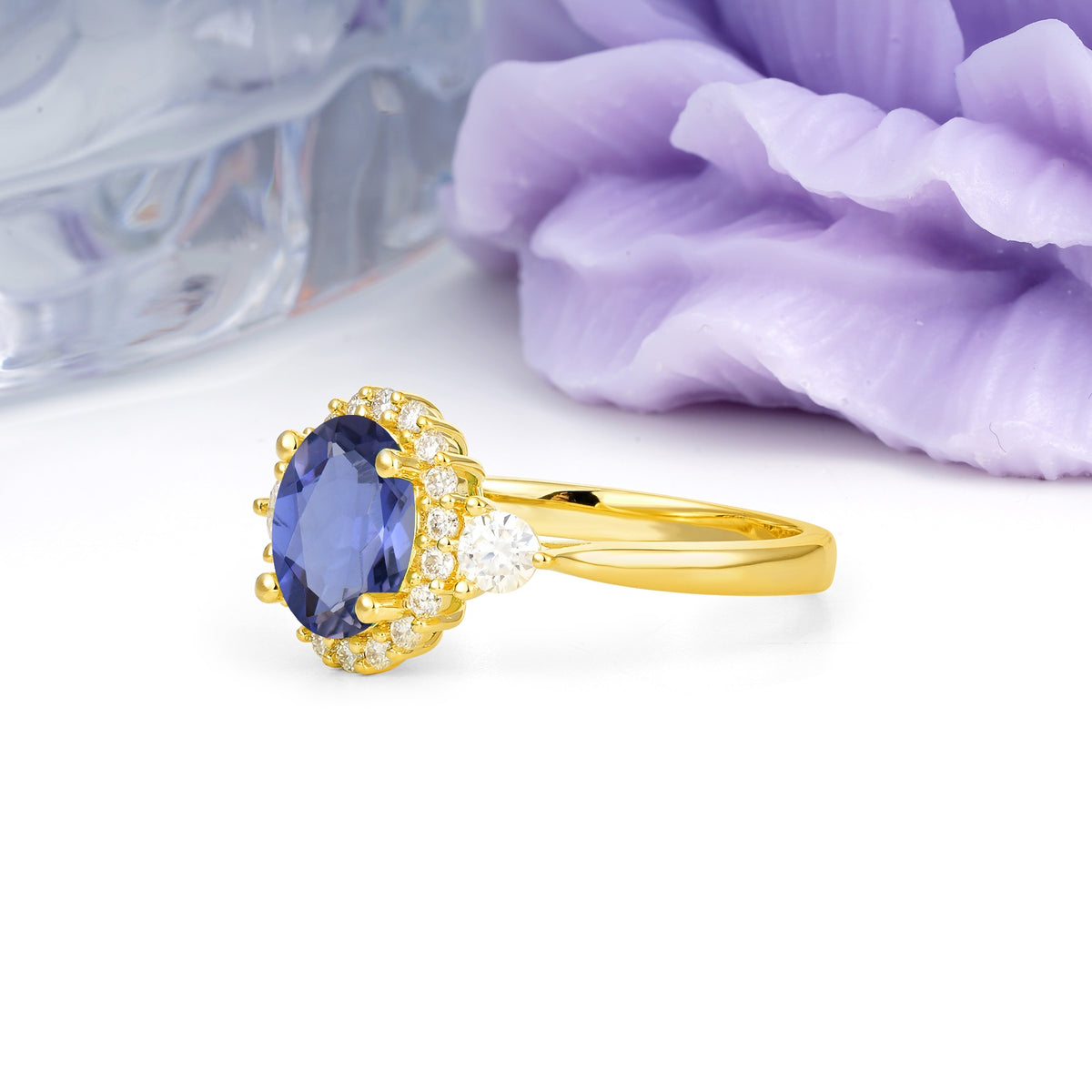 Classic Luxury 4-Prong Oval Cut Tanzanite Engagement Ring - Additional view