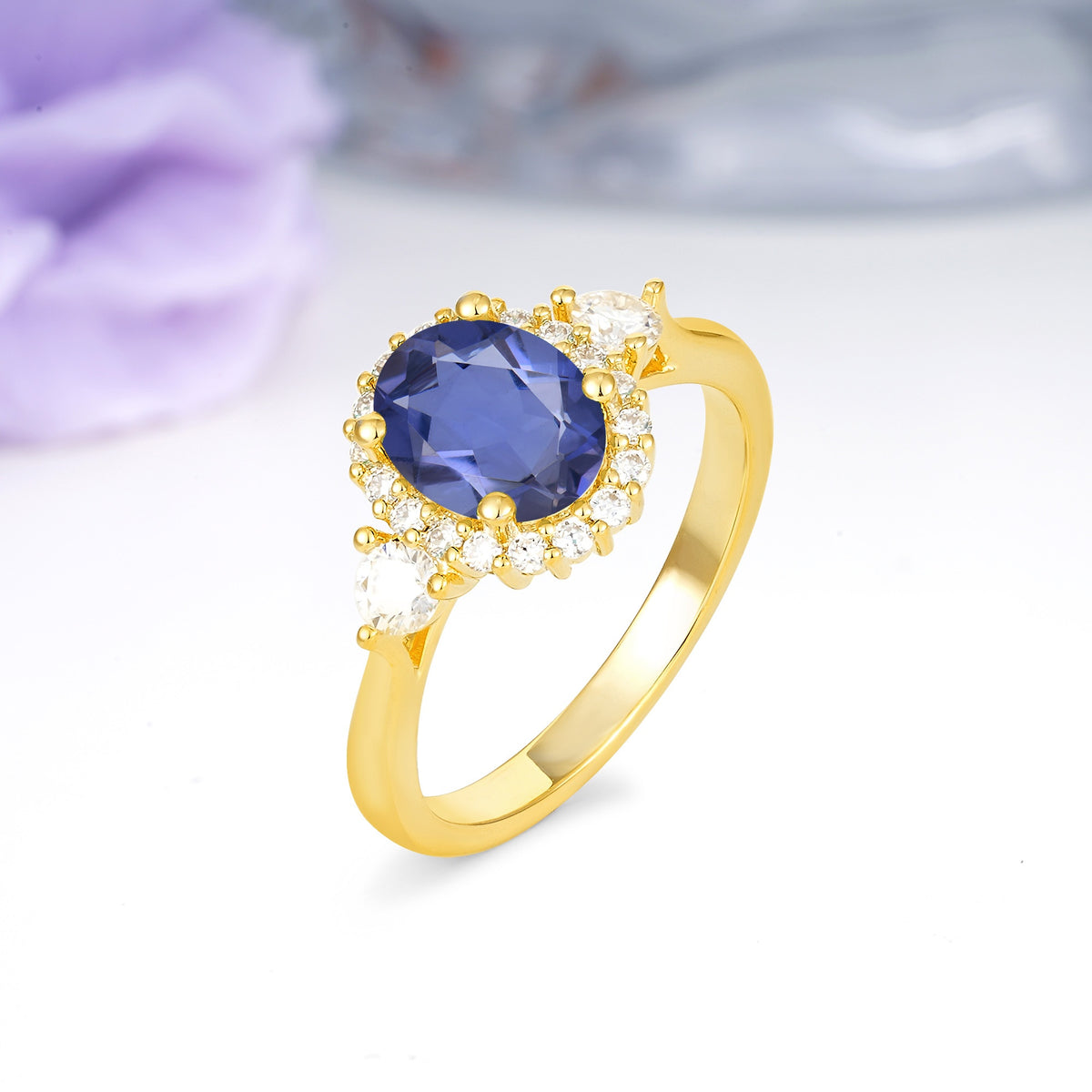 Classic Luxury 4-Prong Oval Cut Tanzanite Engagement Ring - Additional view