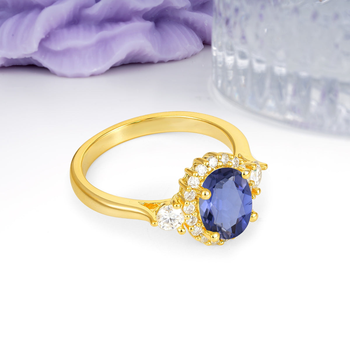 Classic Luxury 4-Prong Oval Cut Tanzanite Engagement Ring - Additional view